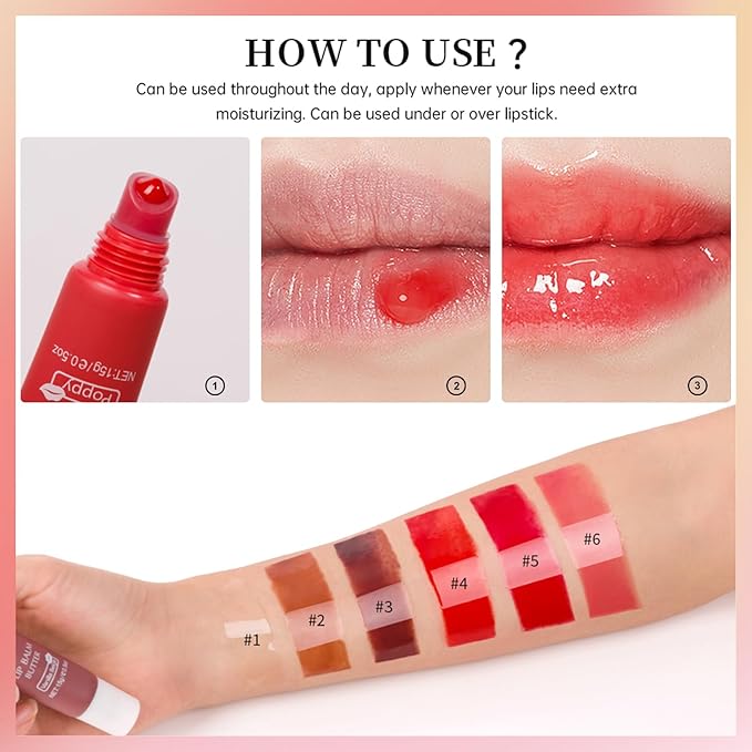 Erinde Lip Butter Balm, Moisture Hydration Lip Butter Gloss, Sheer Tinted Lip Mask and Lip Balm, Soothing Lip Treatment Care Makeup, Shine Lip Glow Oil for Dry, Chapped Lips, 06 Pink Sugar