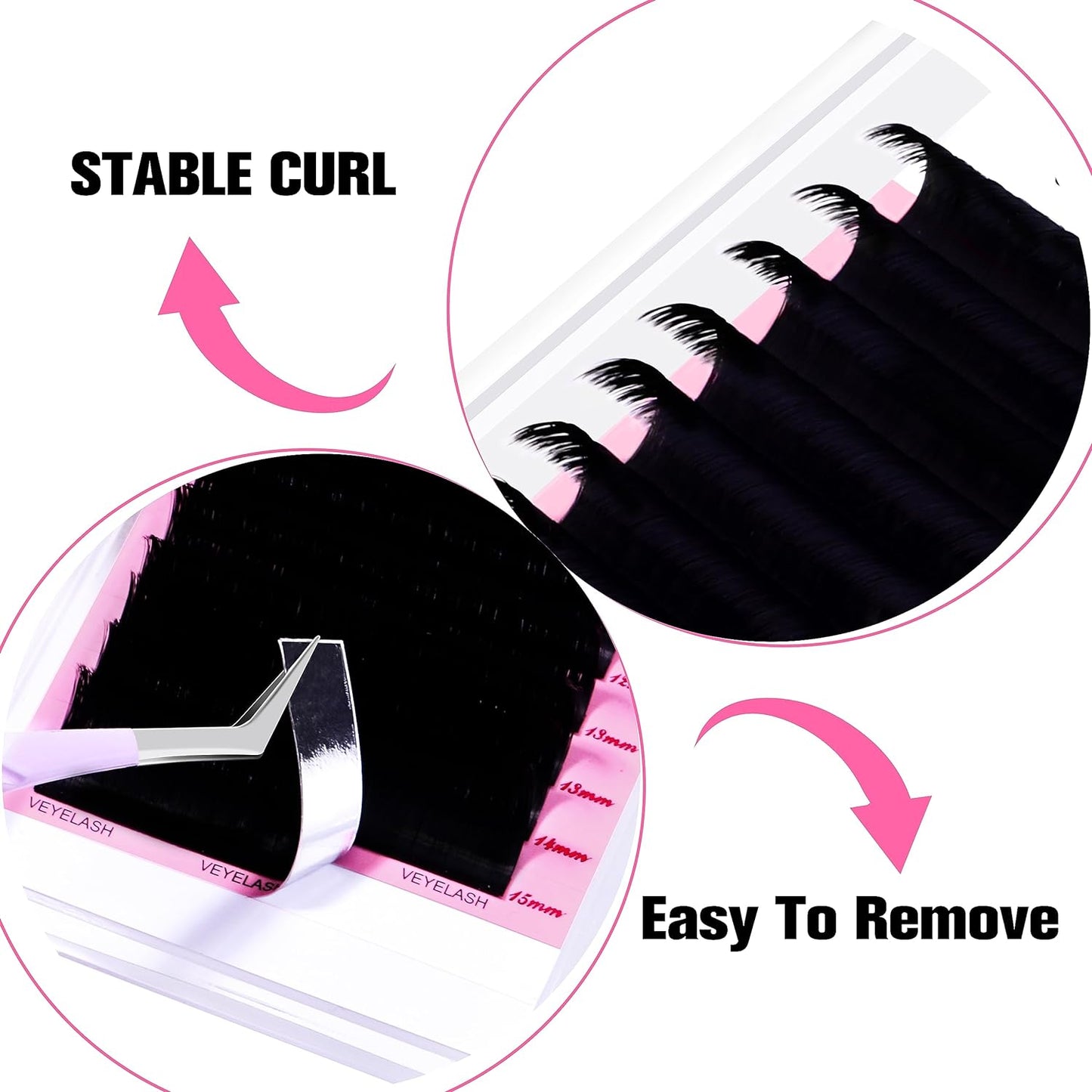 VEYES INC Cashmere Smart Fan Lash Extensions 0.03 0.05 0.07 C/CC/D Curl 8-20mm Mixed & Single Length, Super Matte Black Volume Lashes, Professional Supplies for Lash Techs (0.03 CC 17mm)