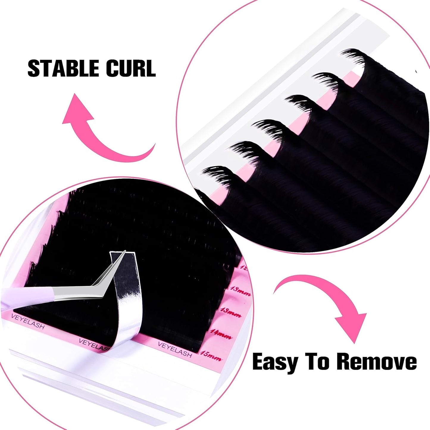 VEYES INC Cashmere Smart Fan Lash Extensions 0.03 0.05 0.07 C/CC/D Curl 8-20mm Mixed & Single Length, Super Matte Black Volume Lashes, Professional Supplies for Lash Techs (0.03 D 15mm)