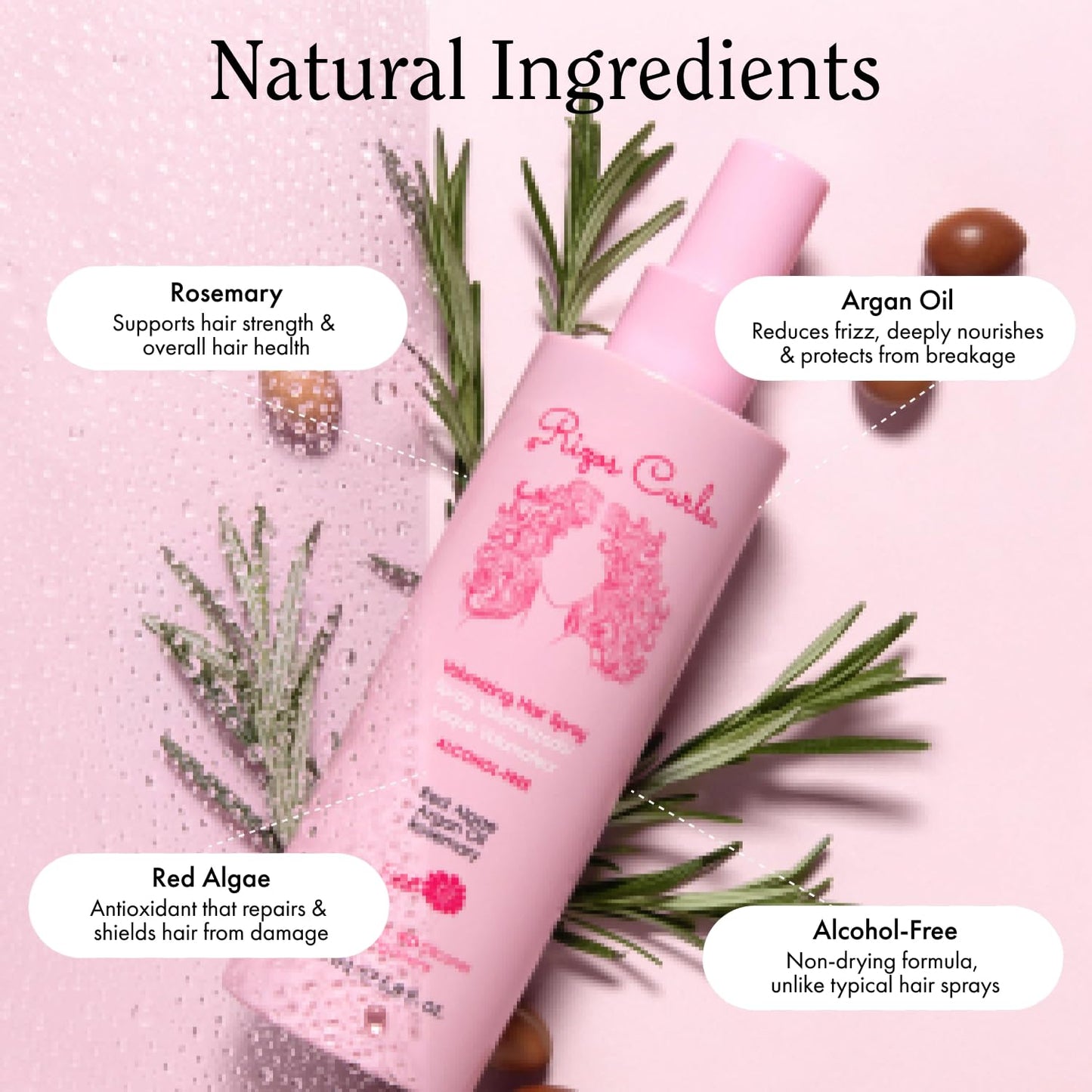 Rizos Curls Alcohol-Free Curl Hair Spray – Flexible Hold, Volume & Frizz Control – Adds Shine & Bounce for All Hair Types Wavy, Curly, Coily 1a–4c – Sulfate, Paraben & Alcohol-Free