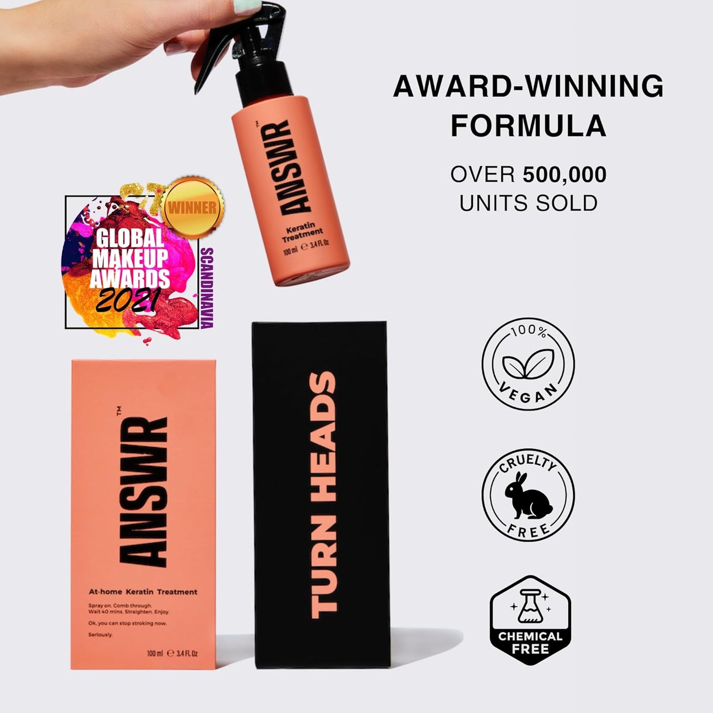 ANSWR At Home Brazilian Keratin Hair Treatment for All Hair Types – Deep Nourishment, Eliminates Frizz, Salon Results At Home, Sulfate-Free, Safe for Colored Hair, 90 Day Lasting results (Kit)