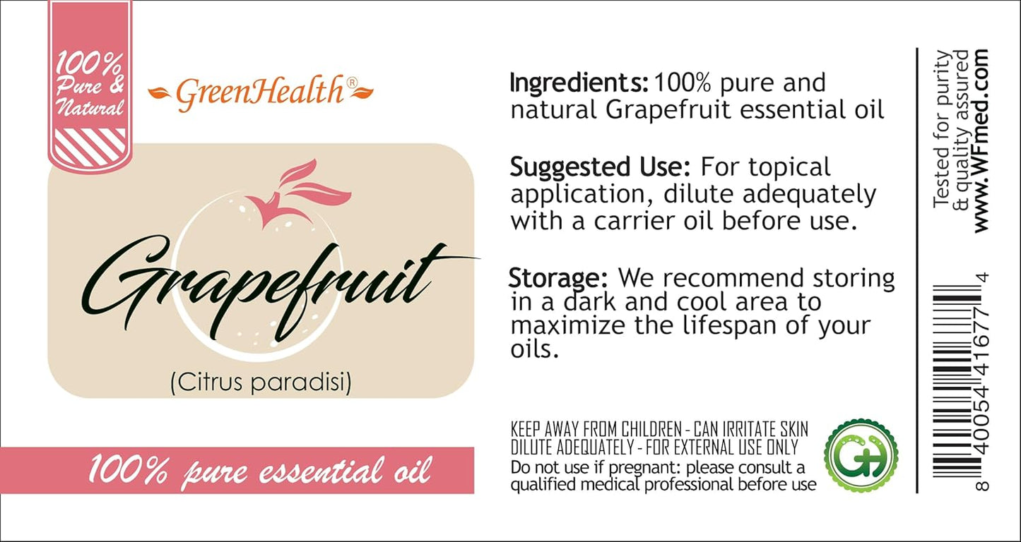 Grapefruit Essential Oil - 16 fl oz (473 ml) Amber Glass Bottle - 100% Pure Essential Oil - GreenHealth