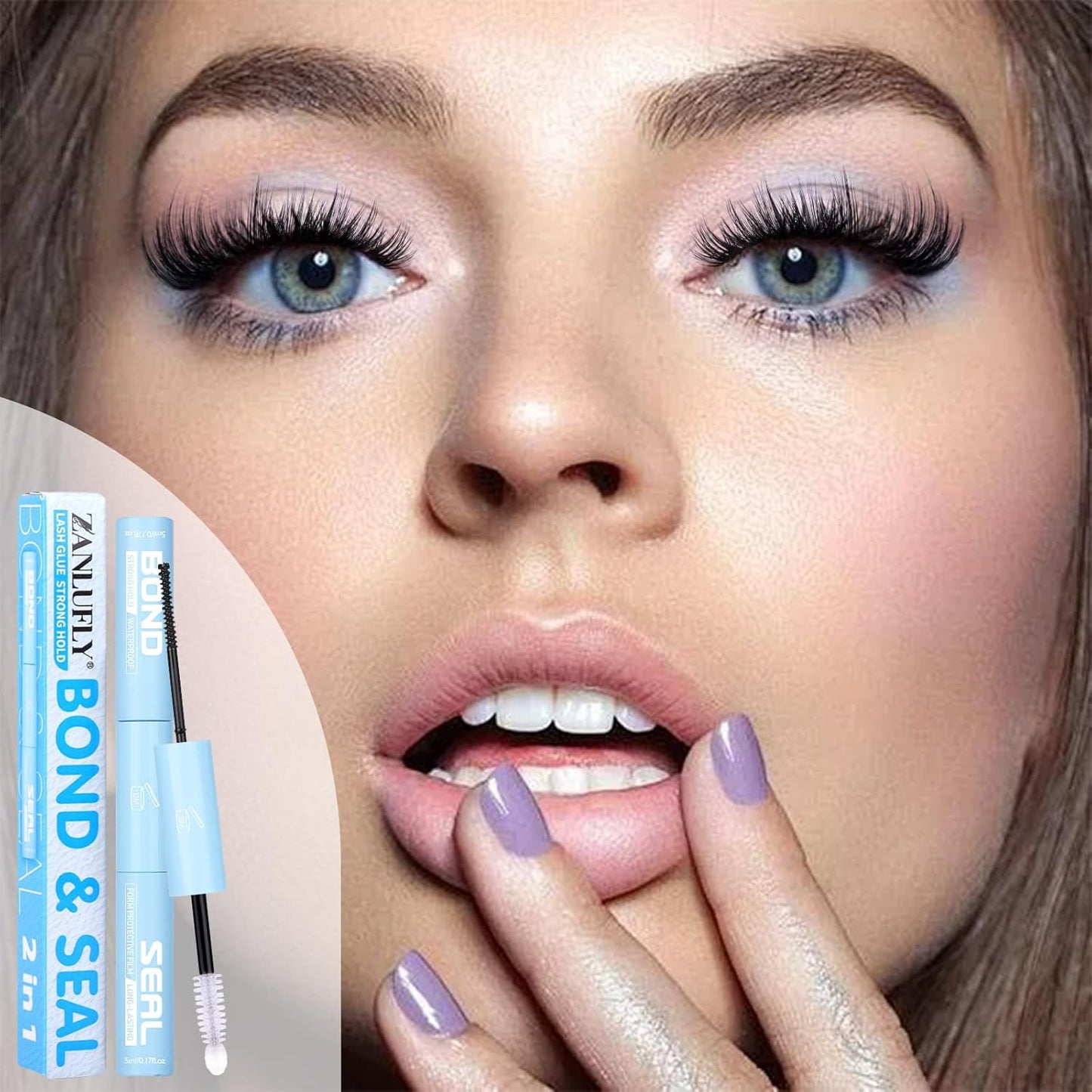 Lash Glue 2 in 1 Lashes Bond and Seal Waterproof Eyelash Glues Strong Hold Eyelash Adhesives Long Lasting Lash Cluster Glue for Eyelashes Extensions DIY at Home by ZANLUFLY