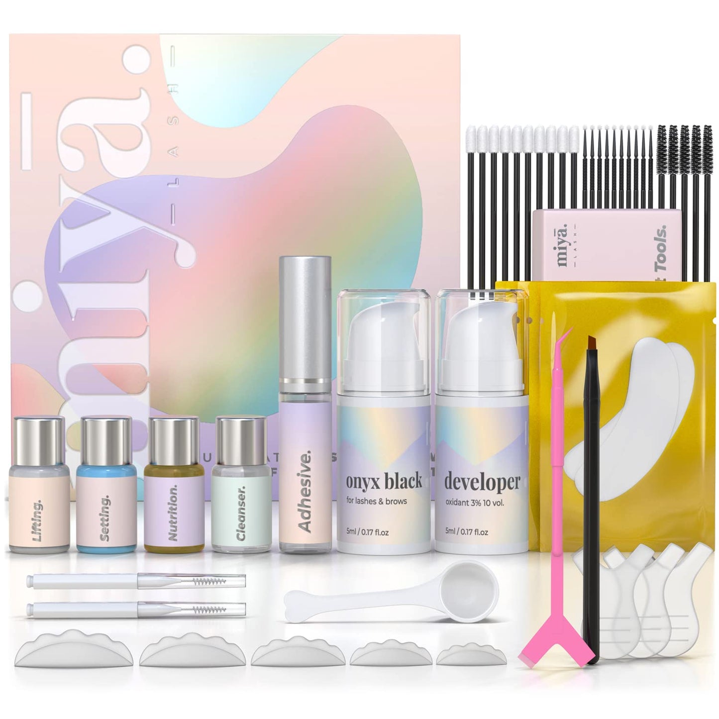 Lift & Brow Lamination Kit | Black, Voluminous Eyebrows & Eyelashes Color | Professional 8 Weeks Result | LVL, Perm, Laminate | Keratin Brow & Lash Kit With All Tools