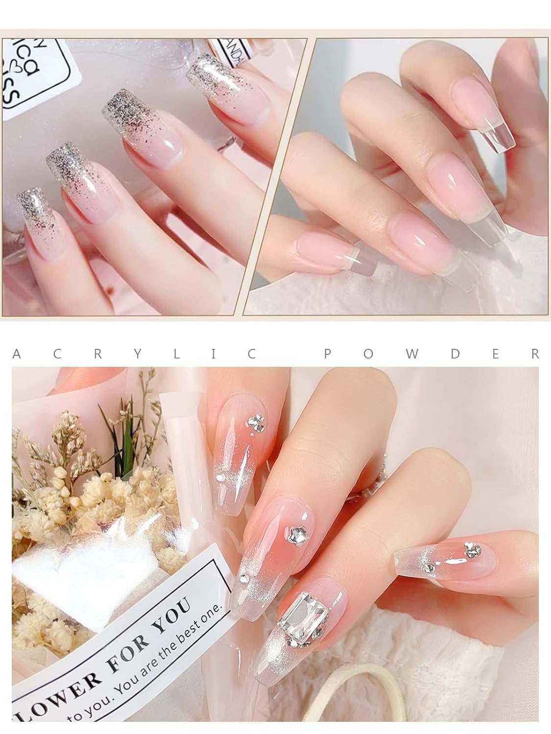 EBANKU Acrylic Nail Powder, 4.2oz Clear Powder for Nail Extensions & Sculpting, Colored Acrylic Nail Powders for French Nail Extension, Gifts for Women