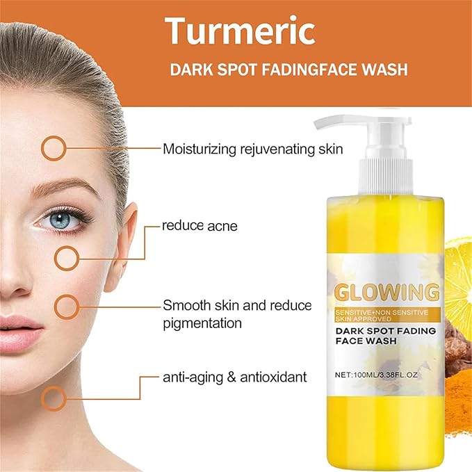 Turmeric Glow Combo Skincare Set, Turmeric Glow Face Wash Combo Set Include Glow Turmeric Face Scrub, Turmeric Facial Cleanser, Turmeric Face Cream, Moisturizer Skincare Sets for Women Men, 3PCS