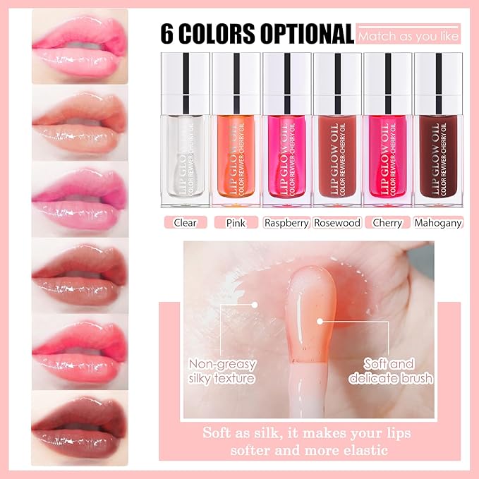 3PCS Lip Oil Set, Hydrating Lip Glow Oil Lip Plumper Gloss, Tinted Lip Oils Transparent Long Lasting Non-sticky Lip Gloss, Plumping Lip Gloss Lip Care Kit (Clear & Raspberry & Mahogany)