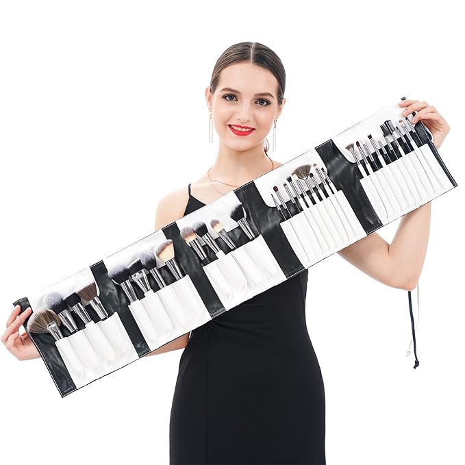 DUcare Professional Makeup Brushes 31Pcs Panda Series Makeup Brush Set Kabuki Foundation Blending Face Powder Blush Concealers Eye Shadows With Leather Case Organizer