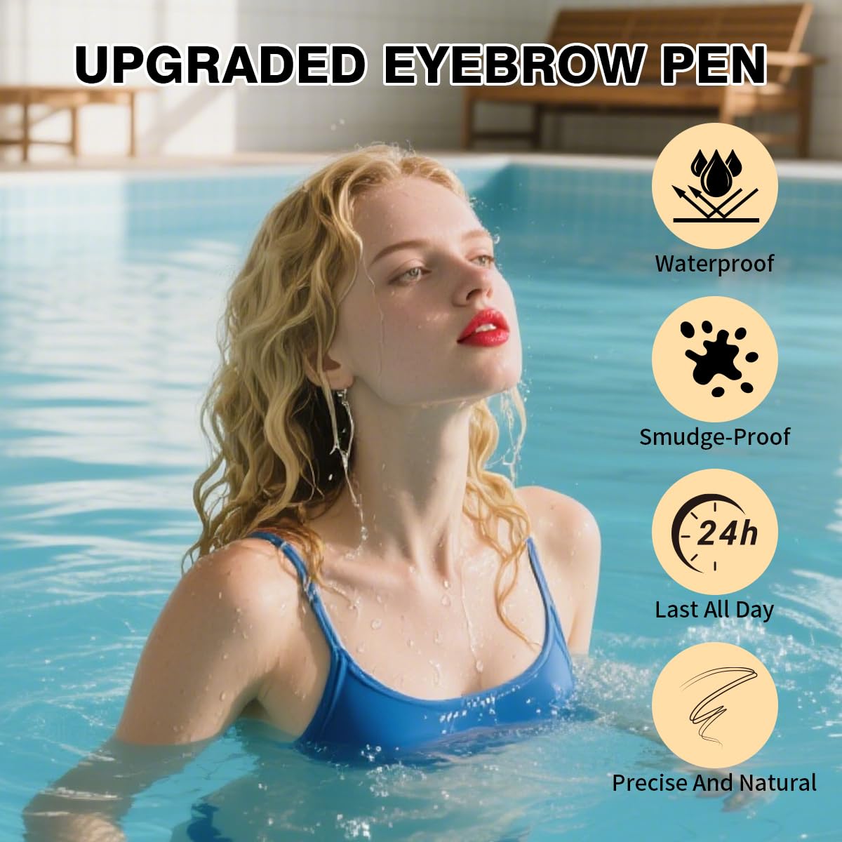 Microblading Eyebrow Pencil,2-in-1 Dual-Ended Eyebrow Pen with 2 Tip brow pen and Precise Brush-Tip,Brow Pen for Natural Women Waterproof and Long-Lasting Brows (Black)