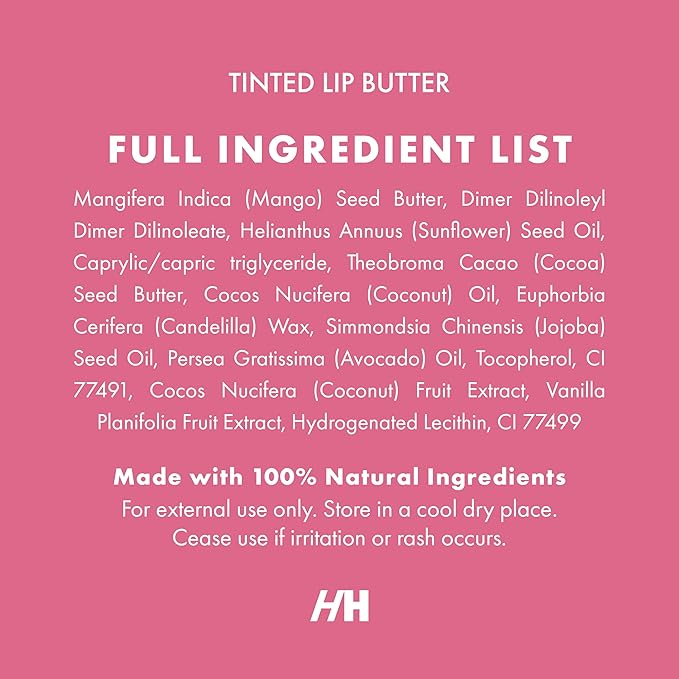 100% Natural Tinted Lip Butter Sleeping Lip Mask, Clean Petroleum free Lip Moisturizer and Conditioner for Dry Lips. Intensive Lip Balm and Lip Therapy Skin Care with Mango butter (Light Pink)