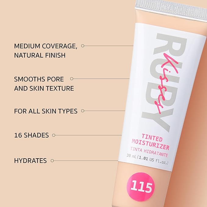 Ruby Kisses Tinted Moisturizer, Hydration, Calm & Revitalize Skin, Skin Perfecting, Blur Pores & Fine Lines, Natural Finish & All-Day Comfort Wear (Ivory)
