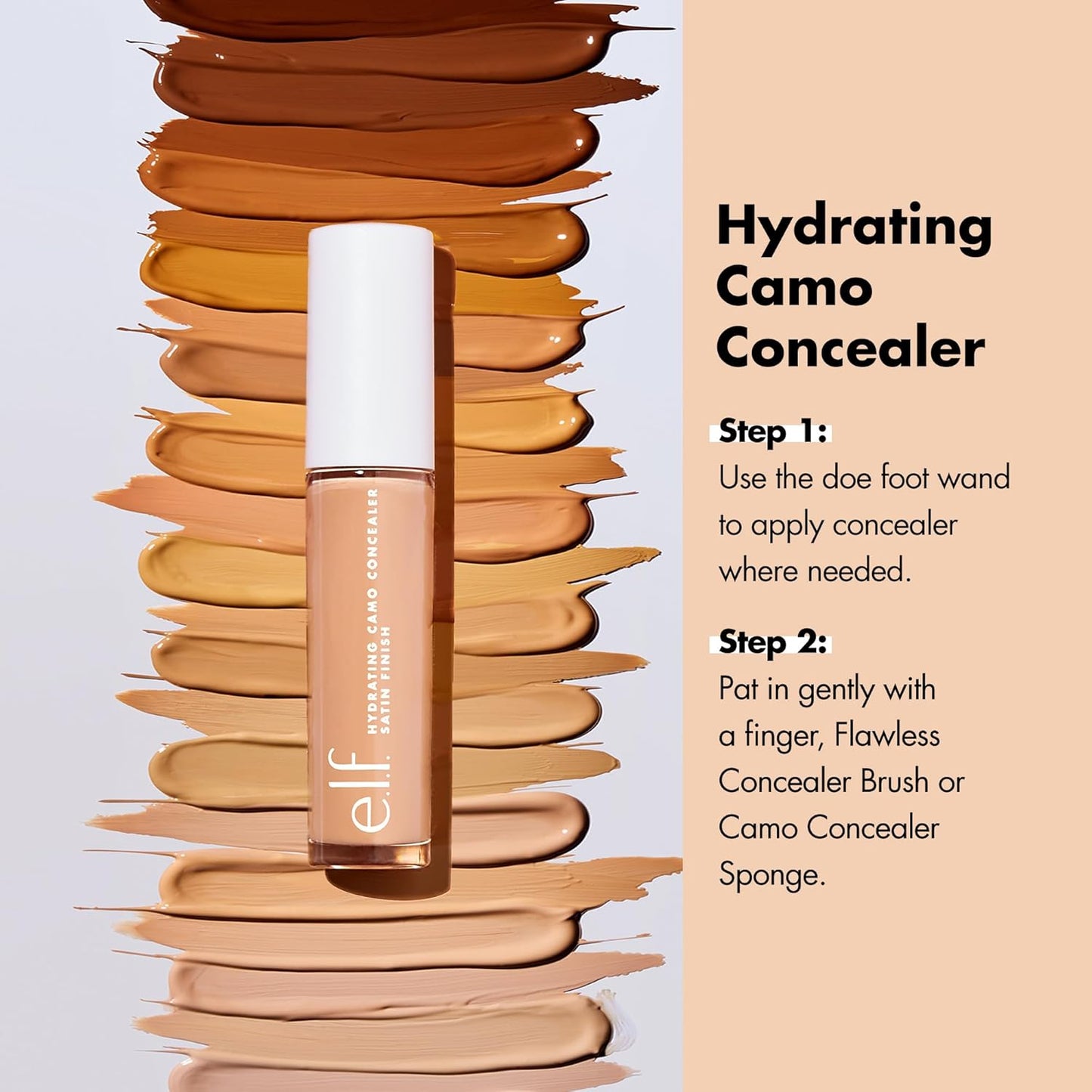 e.l.f. Hydrating Camo Concealer, Covers Blemishes & Under-Eye Circles, Full-Coverage & Delivers A Satin Finish, Vegan & Cruelty-Free, Deep Chestnut