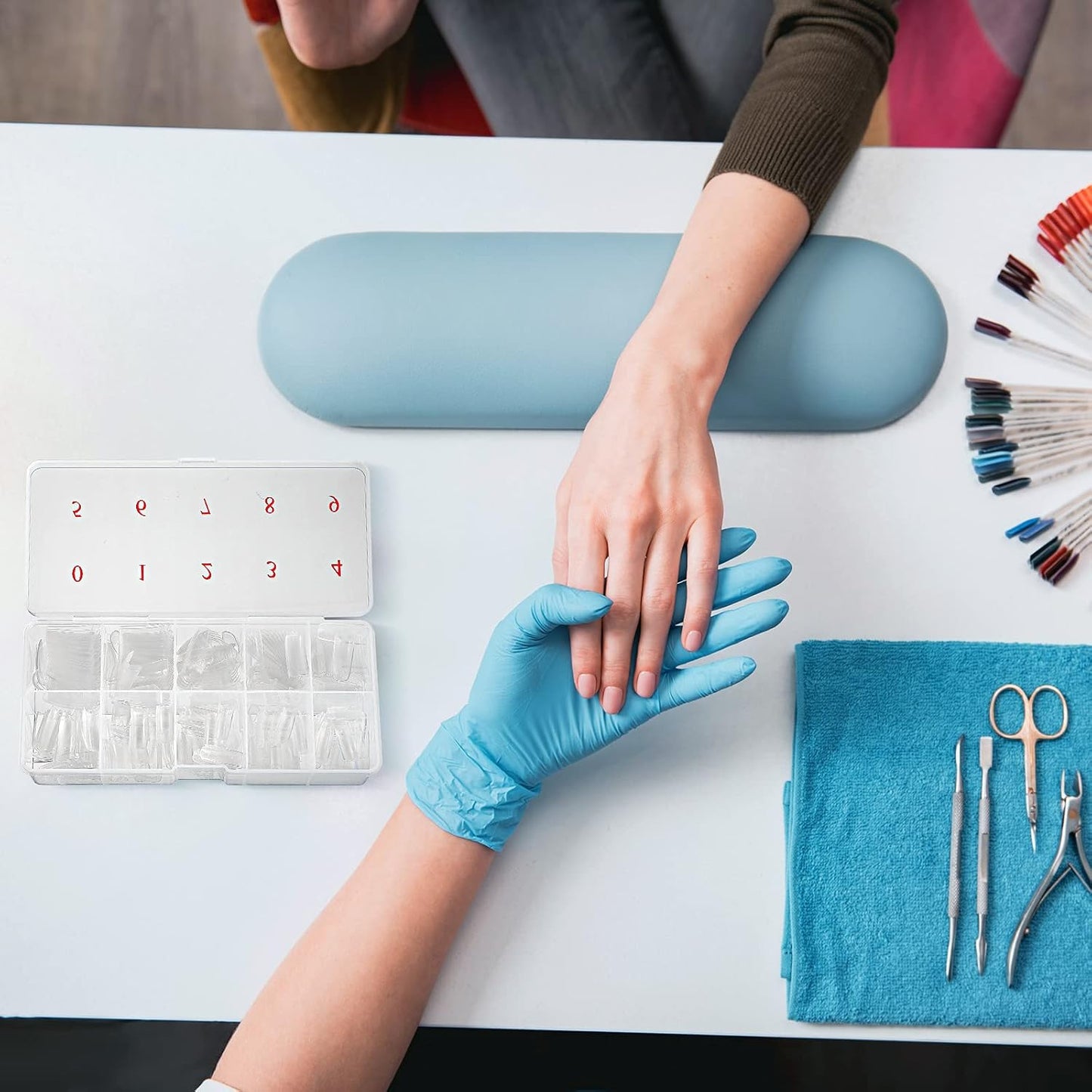 2 Pieces Nail Tip Box Empty False Nail Tips Organizer Box with 10 Number Spaces Storage Case Container Nails Plastic Grid Boxes for Fingernail Crystal Jewelry Accessories(White)