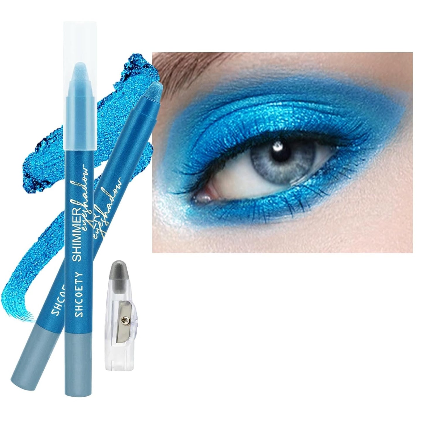 Blue Eyeshadow Stick, Highlighter Eye Liner,Eye Brightener Stick, Shimmer Creamy eyeshadow, Waterproof Eyeshadow Pencil Long Lasting Eye Shadow Makeup.#8 navy blue shimmer