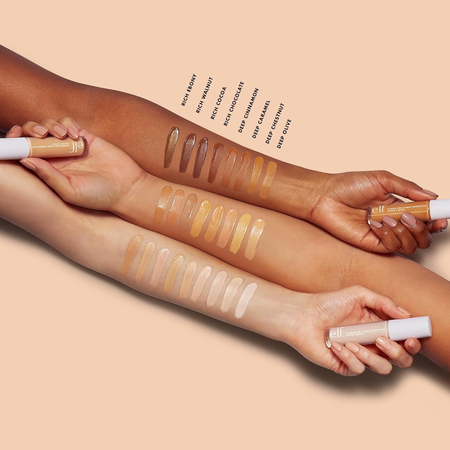 e.l.f. Hydrating Camo Concealer, Covers Blemishes & Under-Eye Circles, Full-Coverage & Delivers A Satin Finish, Vegan & Cruelty-Free, Deep Chestnut