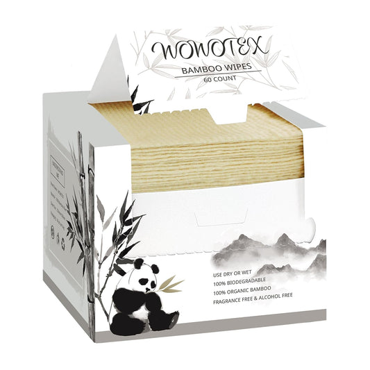 Bamboo Rayon Disposable Face Towel Biodegradable Large Dry Face Wipes 60 Count/1 Box Extra Thick Soft Clean Facial Towels for Sensitive Skin, Makeup Removing, Facial Cleansing, Nursing, Travel