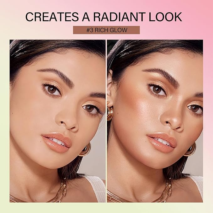 Cream Bronzer Stick,Contour Stick Facial Contouring Stick,Long Lasting Highlighter Waterproof Highlight Makeup,Buildable Shimmer Sparkle Face Bronzer Face Shaping,03 Rich Glow