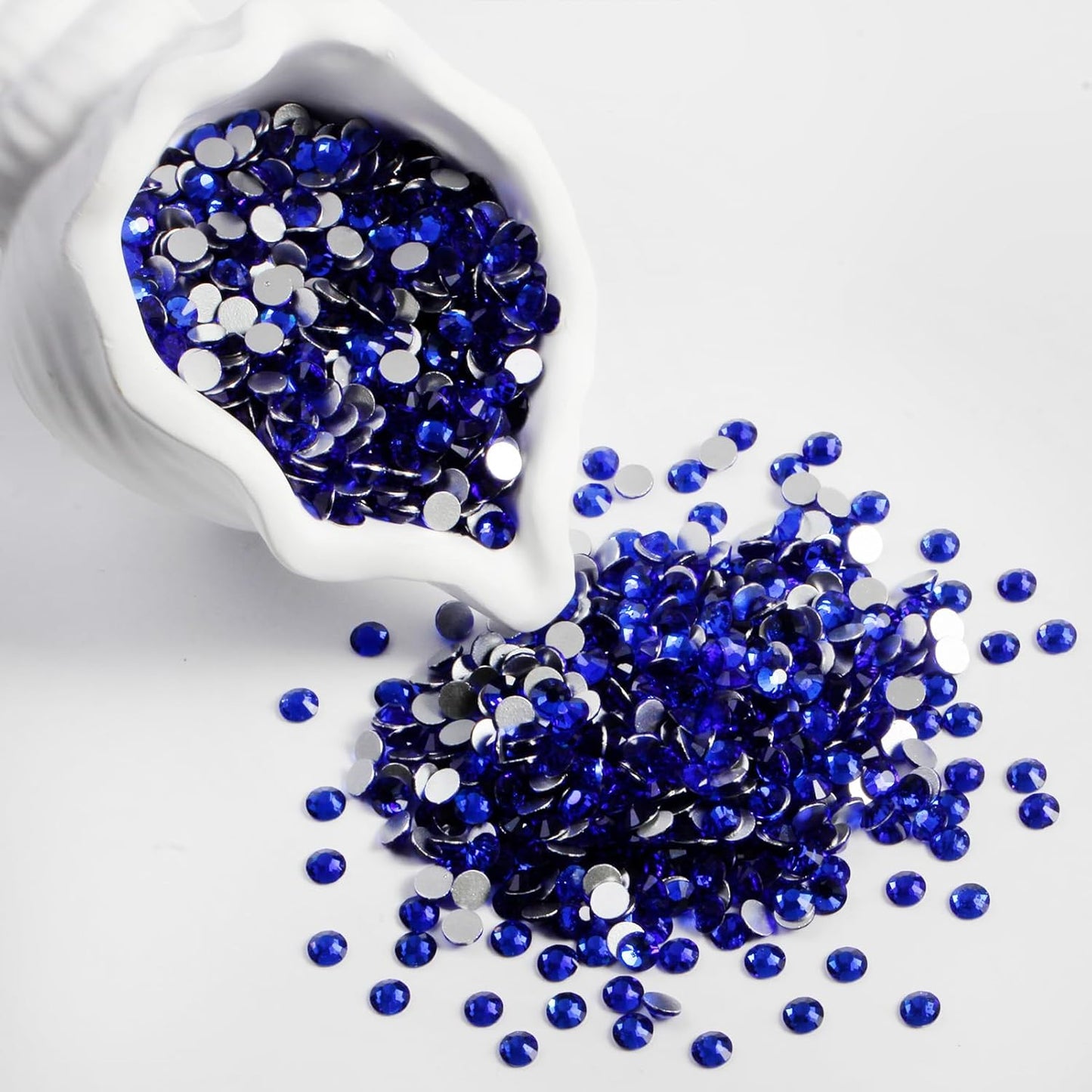 3000PCS SS10 Flatback Rhinestones | 12-Facet Diamond-Cut Glass Gems for Nail Art, Clothing, DIY Crafts |Glue-On Decoration Stones with Silver Backing(Sapphire)