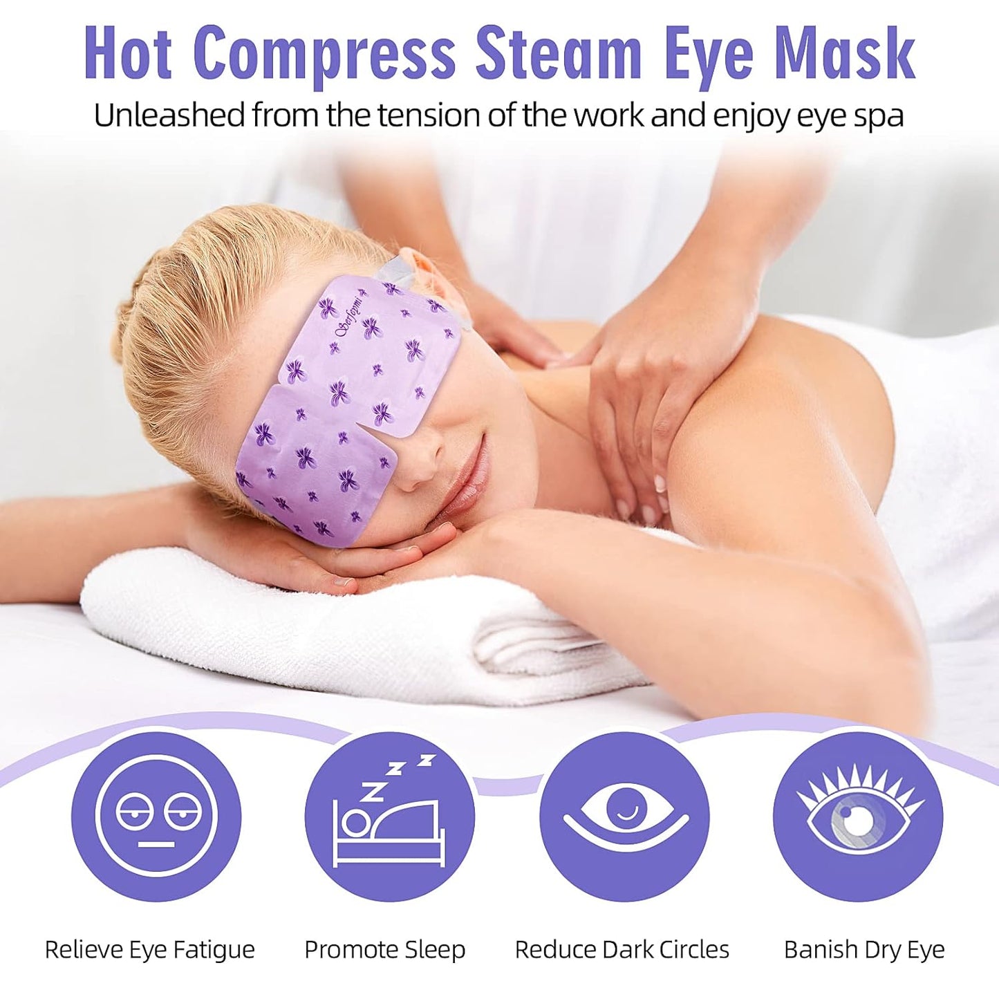 Serfeymi 22 Packs Steam Eye Mask Self-Heating Warm Eye Mask, Disposable Eye SPA Heated Eye Mask for Sleeping, Relieve Eye Fatigue, Gifts for Mother's Day, SPA Care (Lavender)