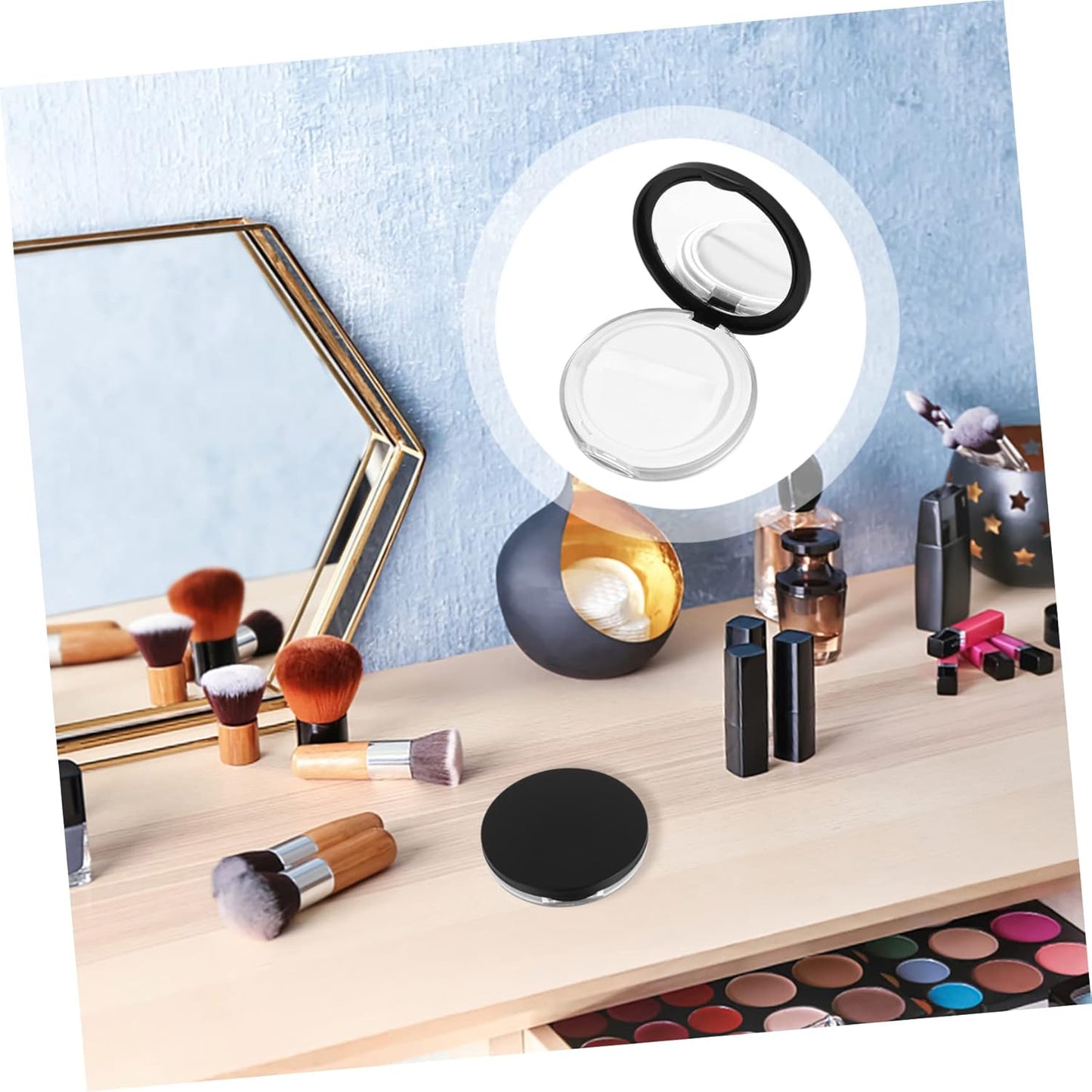 Beaupretty 2pcs Powder Compact Container, Plastic Empty Makeup Loose Powder Case with Puff and Elasticated Net Sifter