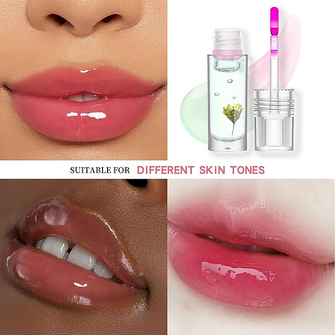 Flower Lip Oil, Hydrating Lip Glow Oil, Plumping Lip Oil, Non-Sticky Long Lasting Lip Oil Gloss, Transparent Lip Oil Tinted, Lip Plumper Gloss, Moisturize your lips and Reduce lip lines (05)