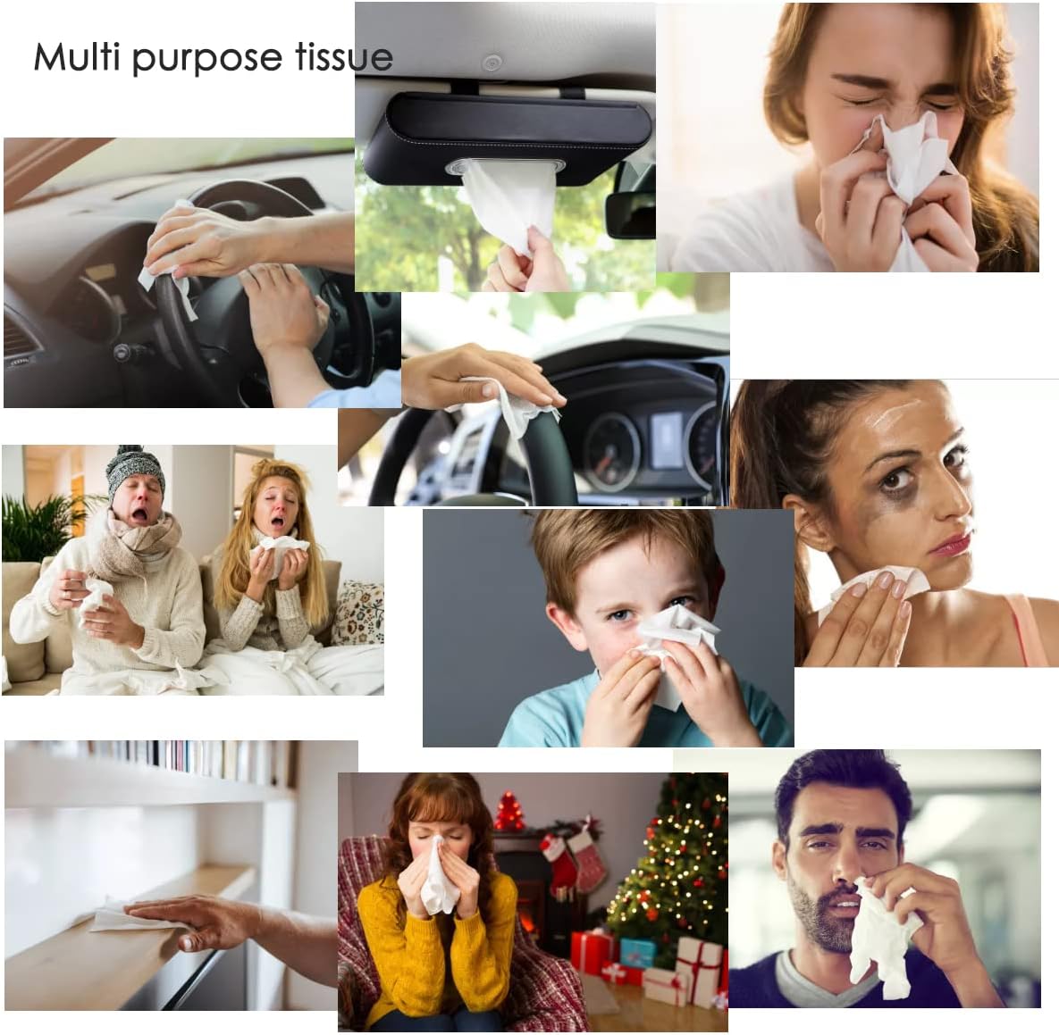 Car Tissue Refill, 12 Packets 600 Sheets, Disposable Soft Facial Tissues, Travel Size Pack for Car Visor Tissue Holder or Purse, 50 Sheets per Pack