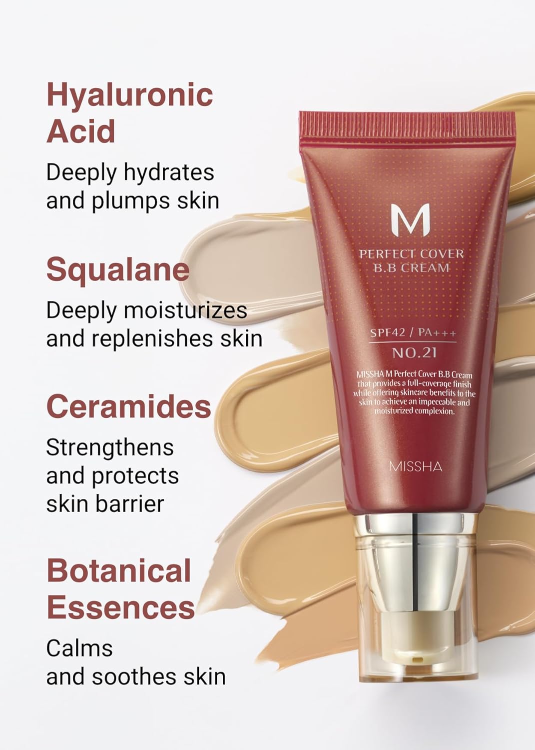 MISSHA M Perfect Cover BB Cream No.29 Caramel Beige For Medium with warm skin tone SPF 42 PA+++ 1.69 Fl Oz - Tinted Moisturizer for face with SPF