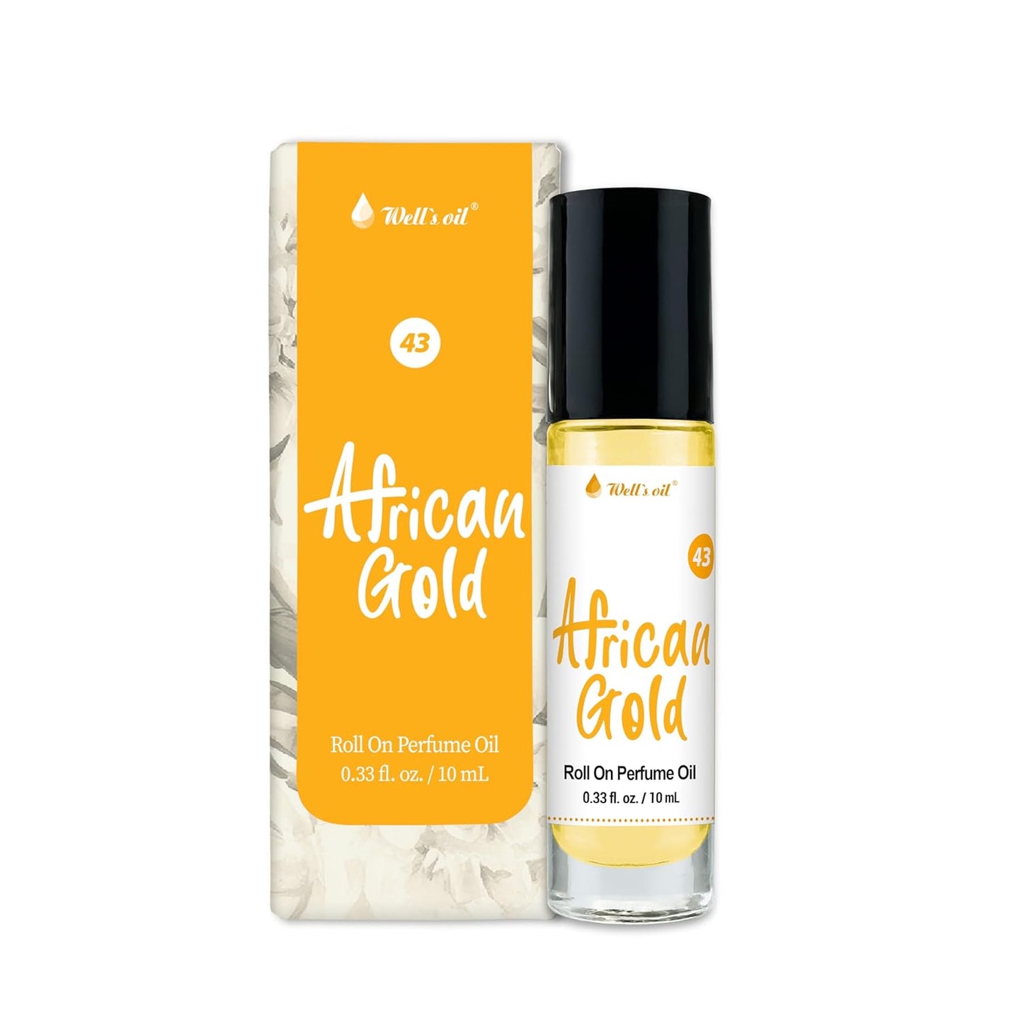 Well's Oil Roll-On Perfume Oil (African Gold) | Black Orchids Notes | Long-Lasting | Paraben-Free | 0.33 Fl Oz / 10 ml
