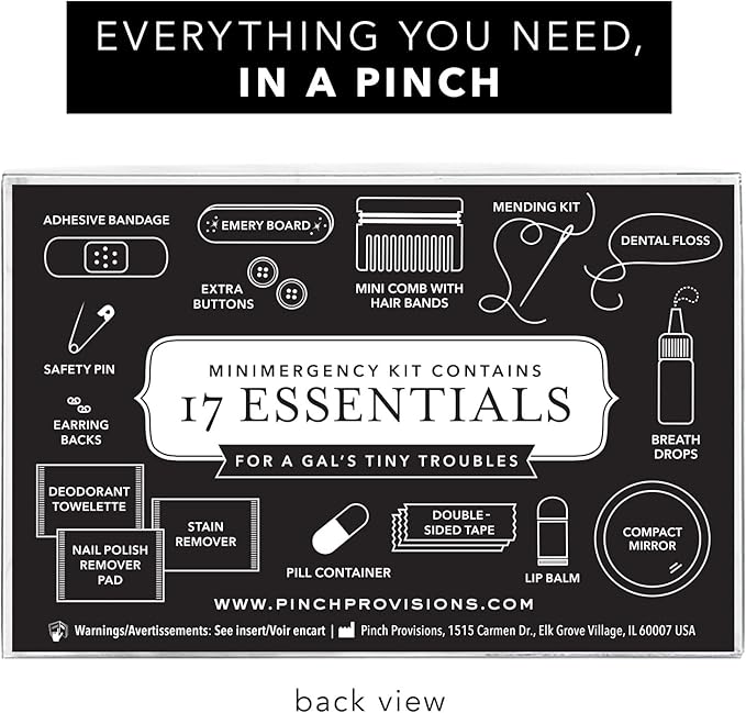 Pinch Provisions Rose Gold Minimergency Kit, includes 17 Travel-Sized Cosmetic Essentials, Convenient for Purses, Emergency Beauty Accessories, Gifts for Holiday’s & Birthday’s