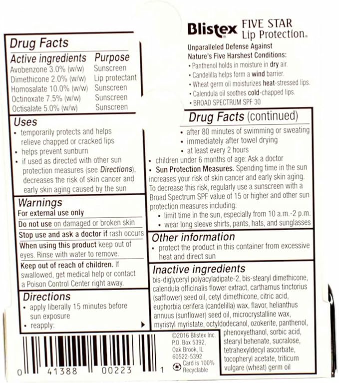 Blistex 5 Star Lip Protct Size .15oz, 3 pack