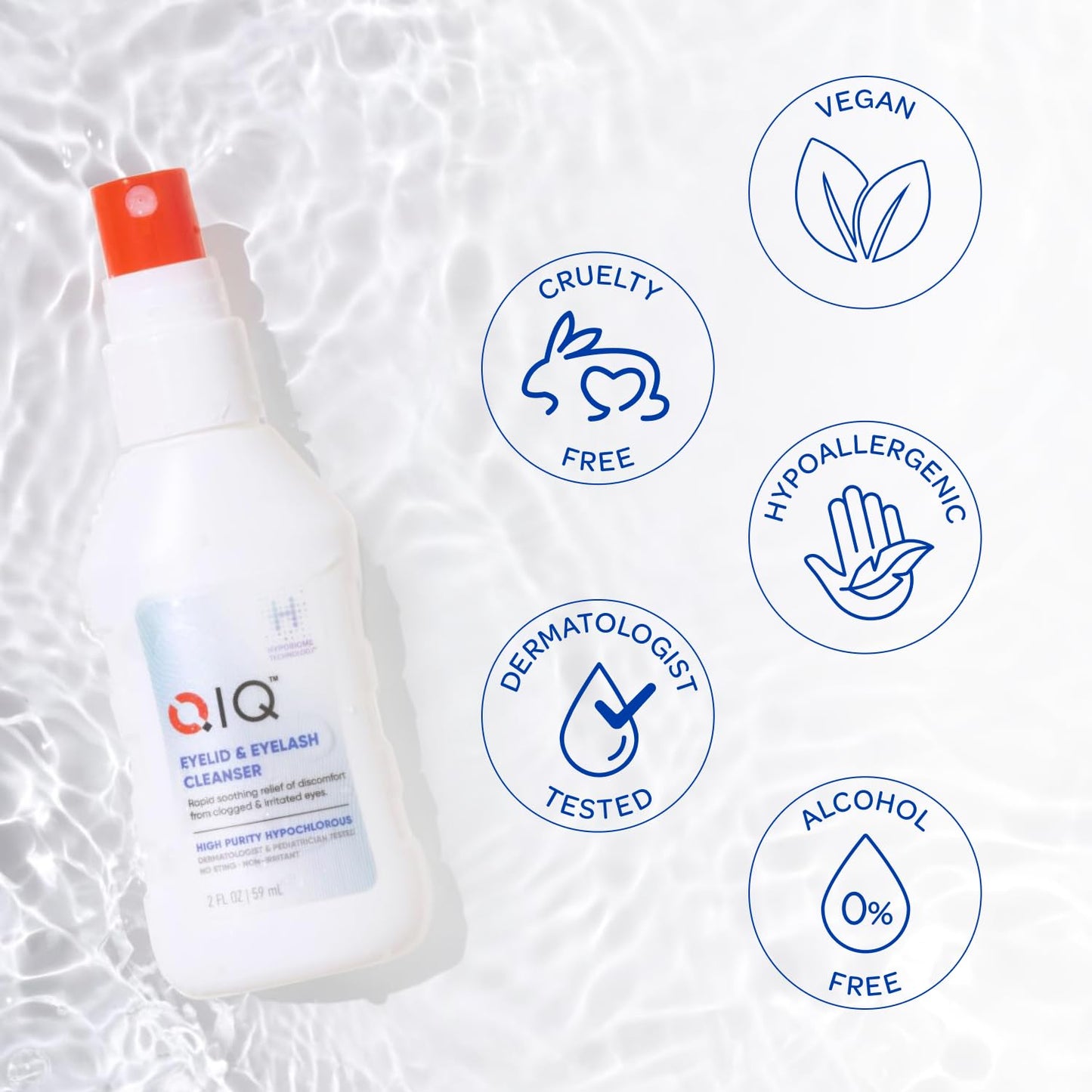 Eyelash and Eyelid Cleanser – High Purity Hypochlorous Eye Wash Solution, Lid and Lash Cleanser that Quickly Calms and Soothes Irritated, Clogged Skin (2oz)