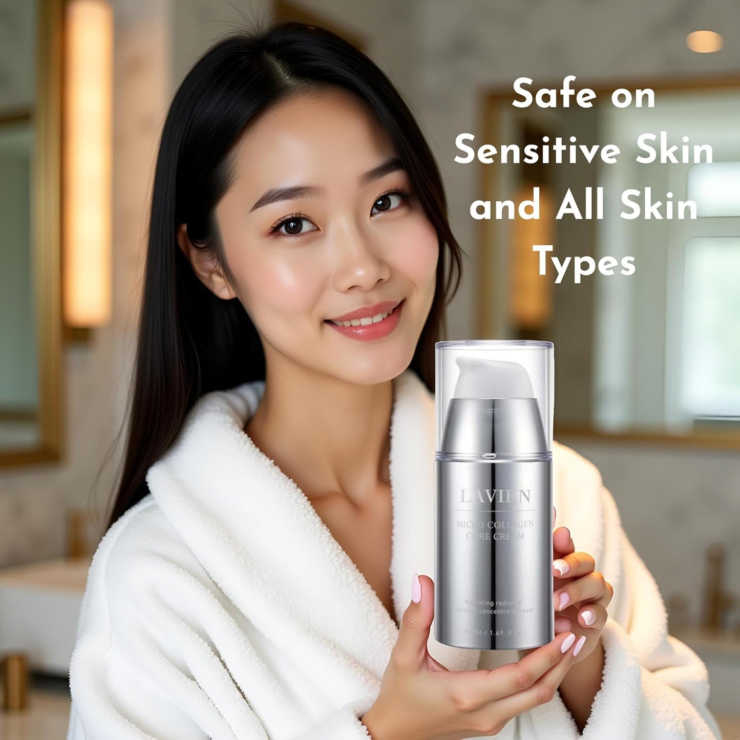 LAVIEN Micro Collagen Core Cream - Nourishing Facial Cream, Hydration and Elasticity - 60.3% Collagen Extract, Hydrolyzed Elastin, Shea Butter, Suitable for All Skin Types - 50 ml Bottle