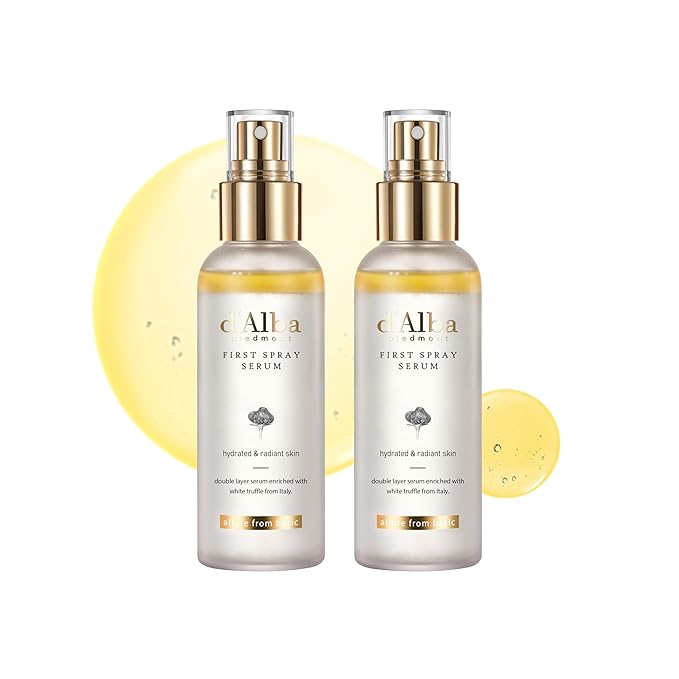 [2 Bottles] d'Alba Italian White Truffle First Spray Serum, Vegan Skin Care, Hydrating Face Moisturizer, Glow Serum for Radiant Skin, Non Comedogenic, All In One Mist (6.76 oz.)