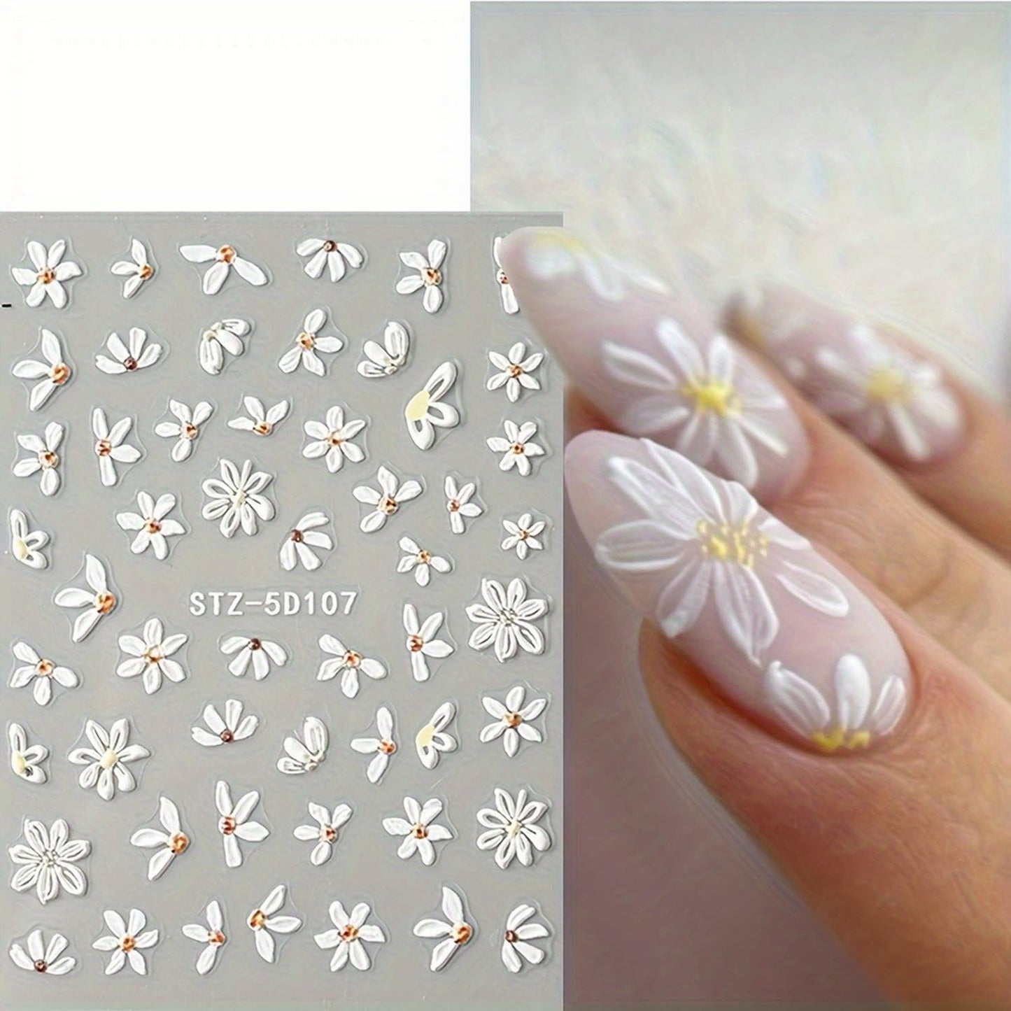 6 Sheets Flowers Nail Art Stickers Decals 5D Self-Adhesive Spring Colorful Embossed Floral Nails Decals Designs DIY Flowers Nail Stickers Supplies for Women Nail Art Manicure Decoration Accessories