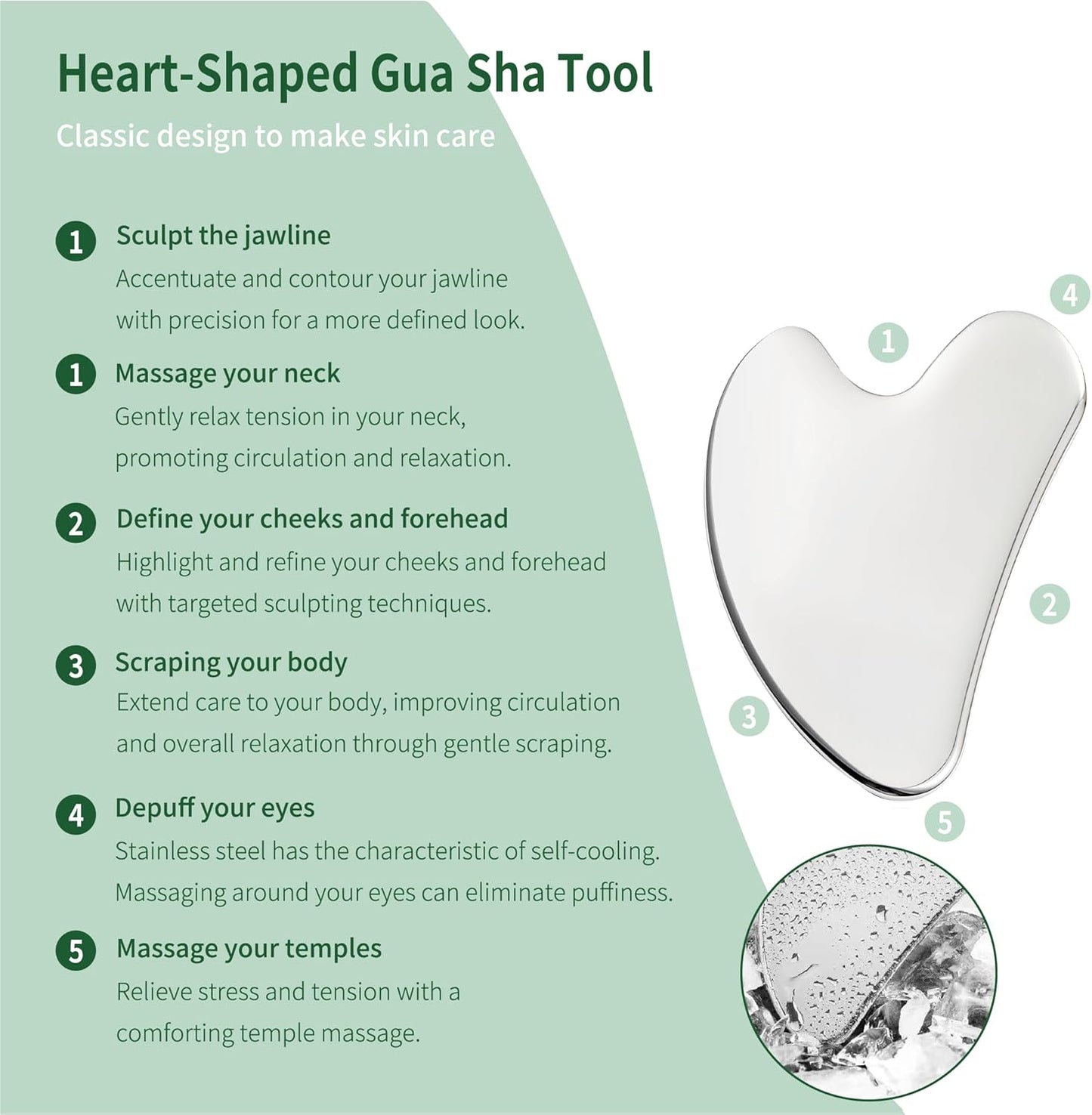 Gua Sha Facial Tools Stainless Steel & Face Roller Massager Skin, Facial Massage Skin Care for Face Neck Body, Reduce Puffiness Remove Wrinkles, Valentines Gift for Women