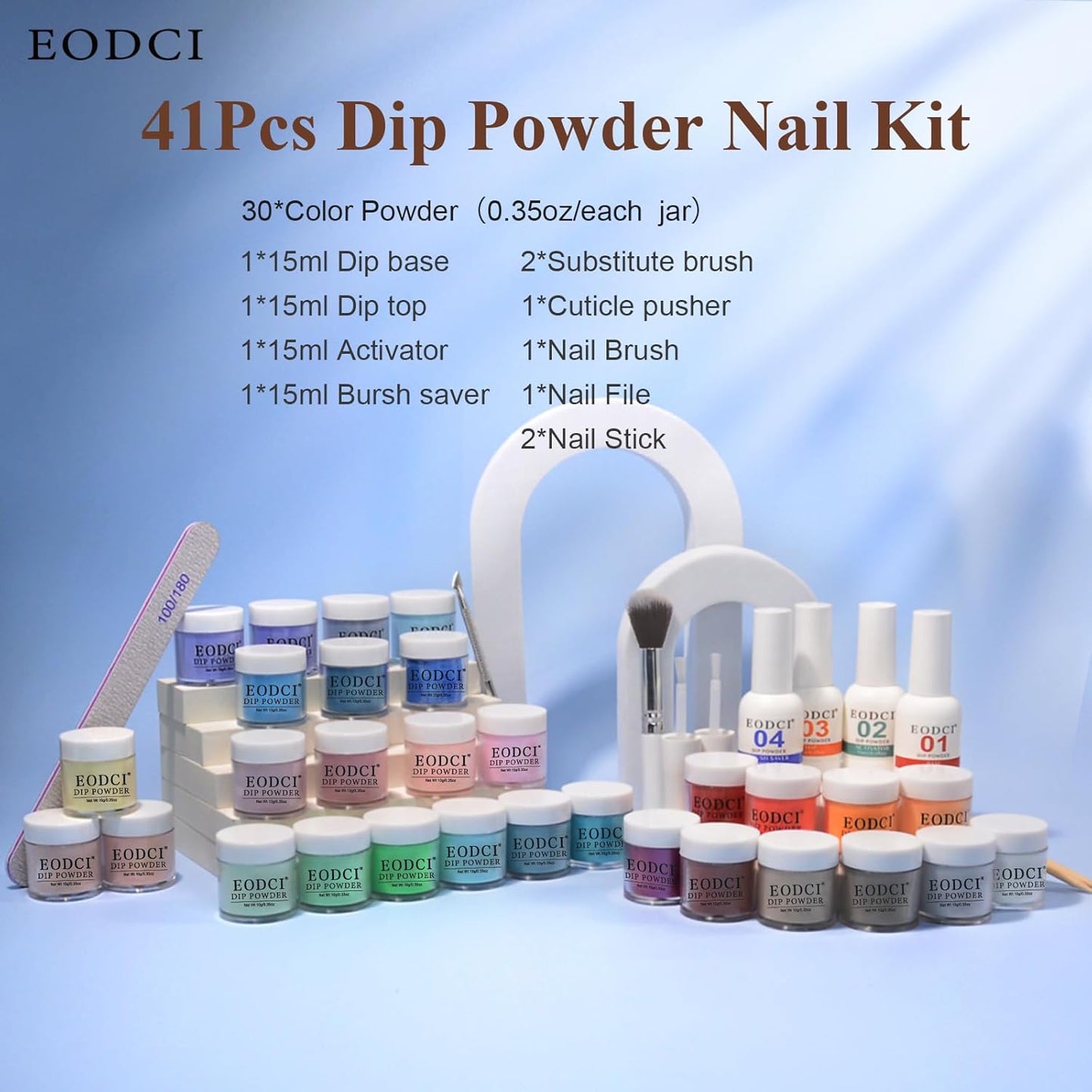 Dip Powder Nail Kit Starter, 30 Colors Dip Nails Green Red Black Brown Glitter, Bright Color Acrylic Dipping Powder Liquid Set with Base/Top Coat Activator Brush Saver for Manicure DIY Gift