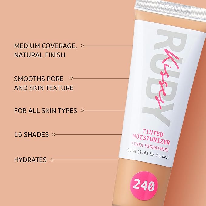 Ruby Kisses Tinted Moisturizer, Hydration, Calm & Revitalize Skin, Skin Perfecting, Blur Pores & Fine Lines, Natural Finish & All-Day Comfort Wear (Golden Beige)