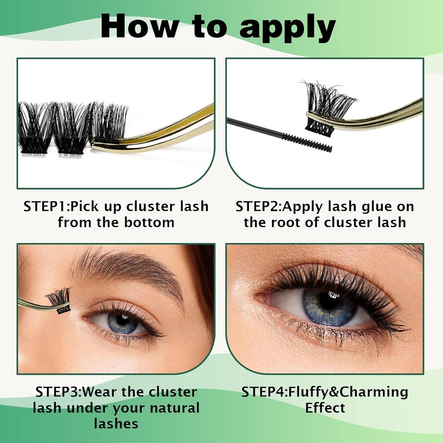 KEYYOU Lash Clusters 96pcs Individual Lashes Y02 D Curl 14mm Eyelash Clusters Volume Wispy Lash Extension Soft&Comfortable Easy DIY Lash Extension at Home(Y02,D-14mm)