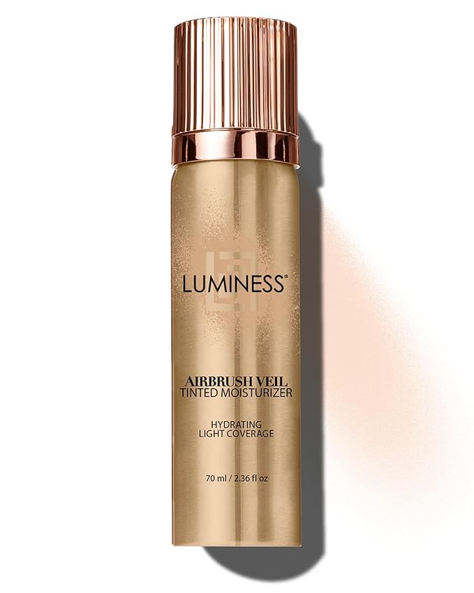 LUMINESS Airbrush Veil Tinted Moisturizer, Light Fair 010 - Lightweight, Hydrating, & Skin-Plumping Face Moisturizer Spray - Facial Skin Tint with Hyaluronic Acid, Ceramides, Glycerin, & Aloe