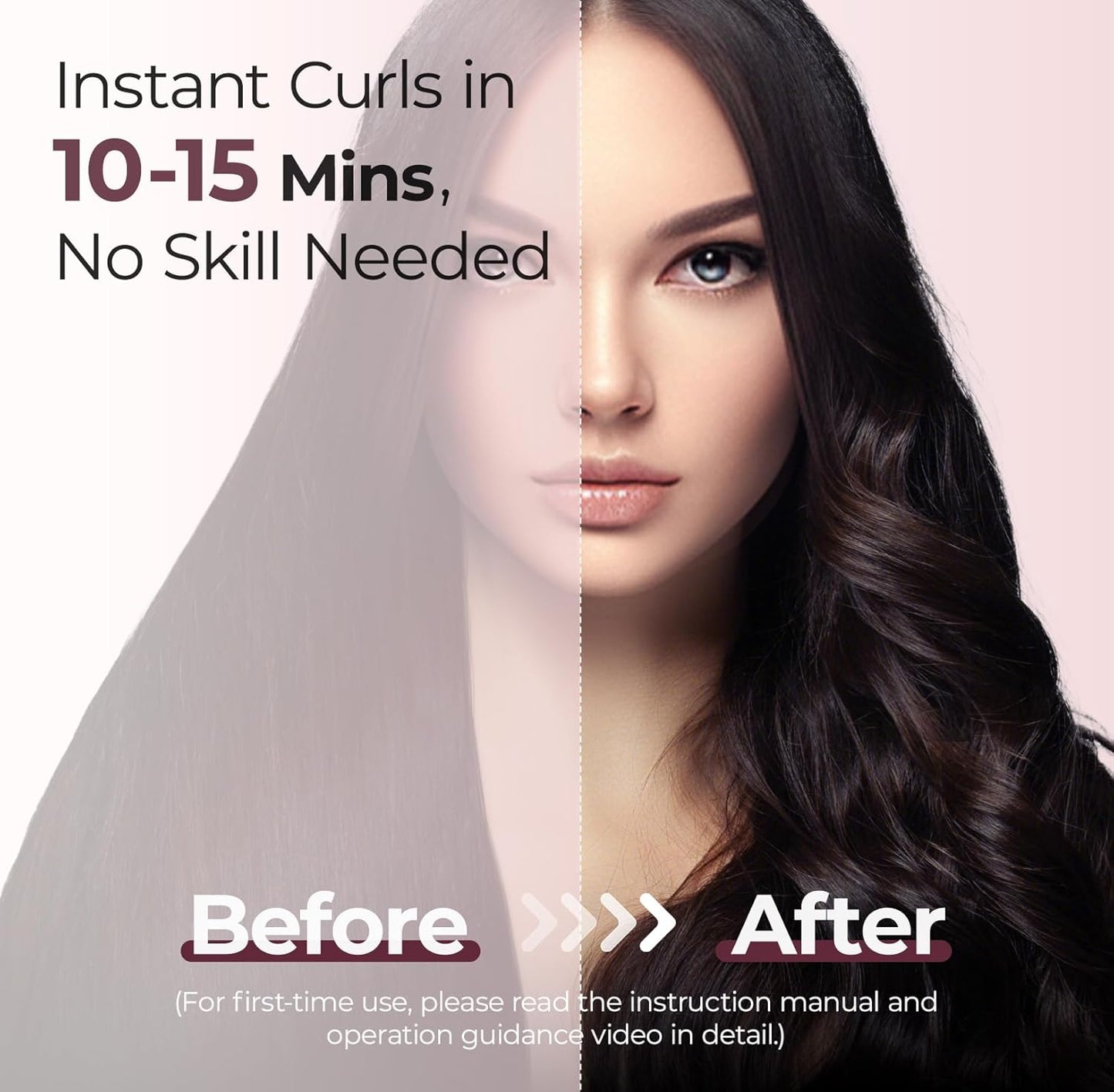 Automatic Curling Iron 1 1/4 Inch, Rotating Ionic Hair Curler Wand with 3 Temperatures, Anti-Scald, Auto Shut-Off Spin Iron for Hair Styling, Pink