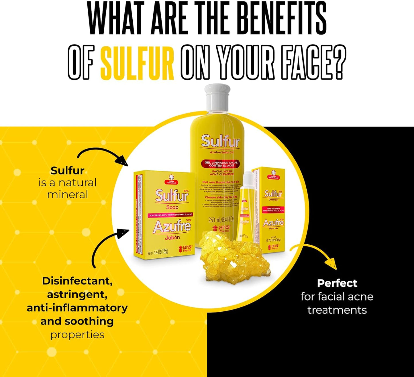 Biosulfur Grisi Acne Treatment: Fights Pimples, Blackheads, Blemishes, Improves Damaged Skin from Acne Scars, Prevents Breakouts, Keeps Pores Clear, Controls Oil, Sulfur Ointment, 0.70 Ounce, 2-Pack