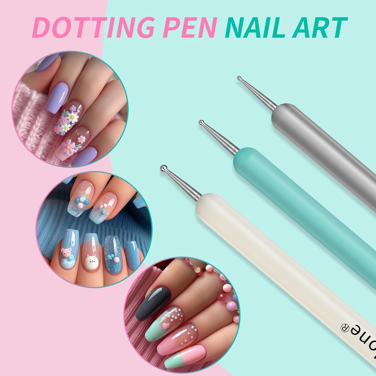 Artdone Nail Dotting Tools Double-ended Nail Art Brushes Kit Nail Art Gel Polish Liner Brushes Design Pen For Nail Drawing And Nail Paint Brushes Small Detail Brushes.
