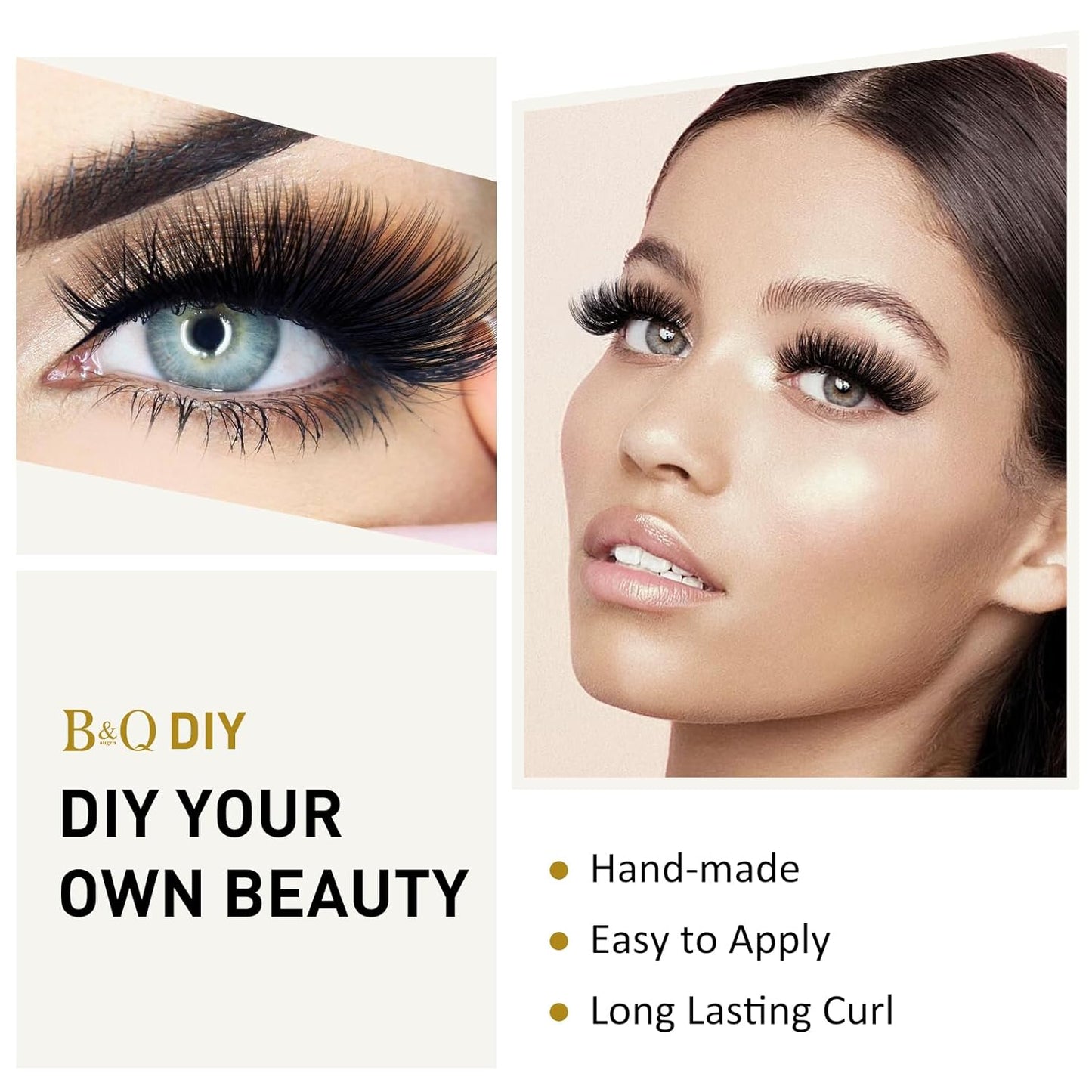 Lash Clusters B02 C Curl 16mm DIY Eyelash Extensions 72 Clusters Lashes C D Curl B&Qaugen Mega Volume Individual Lashes Eyelash Clusters Extensions Individual Lashes Cluster DIY at Home (NM-C-16mm)