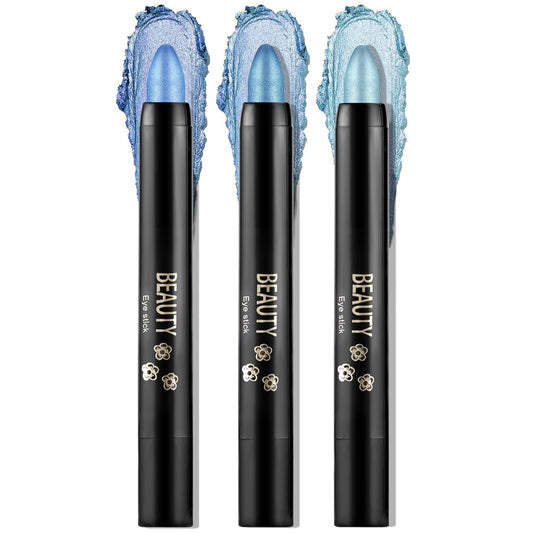 Boobeen 3PCS Cream Eyeshadow Pencil Crayon Waterproof Brightener Stick Shimmer Pen Create Glitter Eye Makeup, Easy to Use
