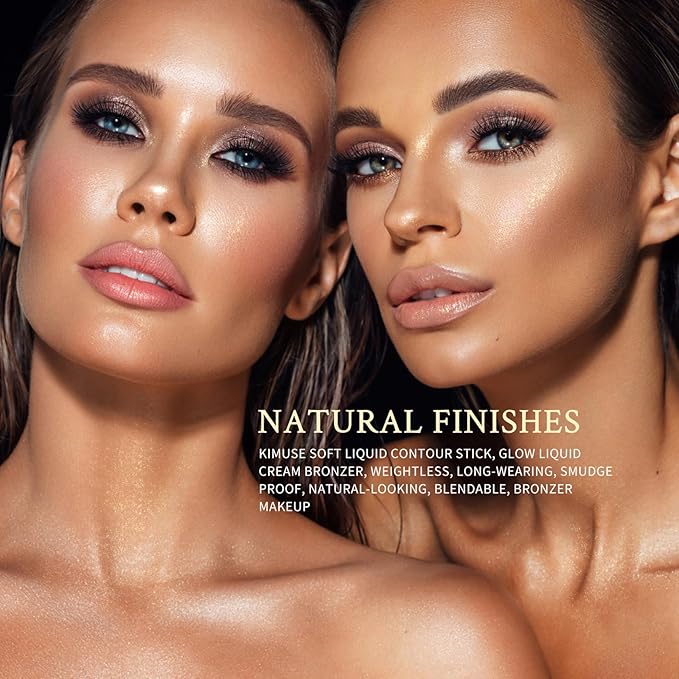 KIMUSE Soft Liquid Contour Stick, Glow Liquid Cream Bronzer, Weightless, Long-Wearing, Smudge Proof, Natural-Looking, Blendable, Bronzer Makeup