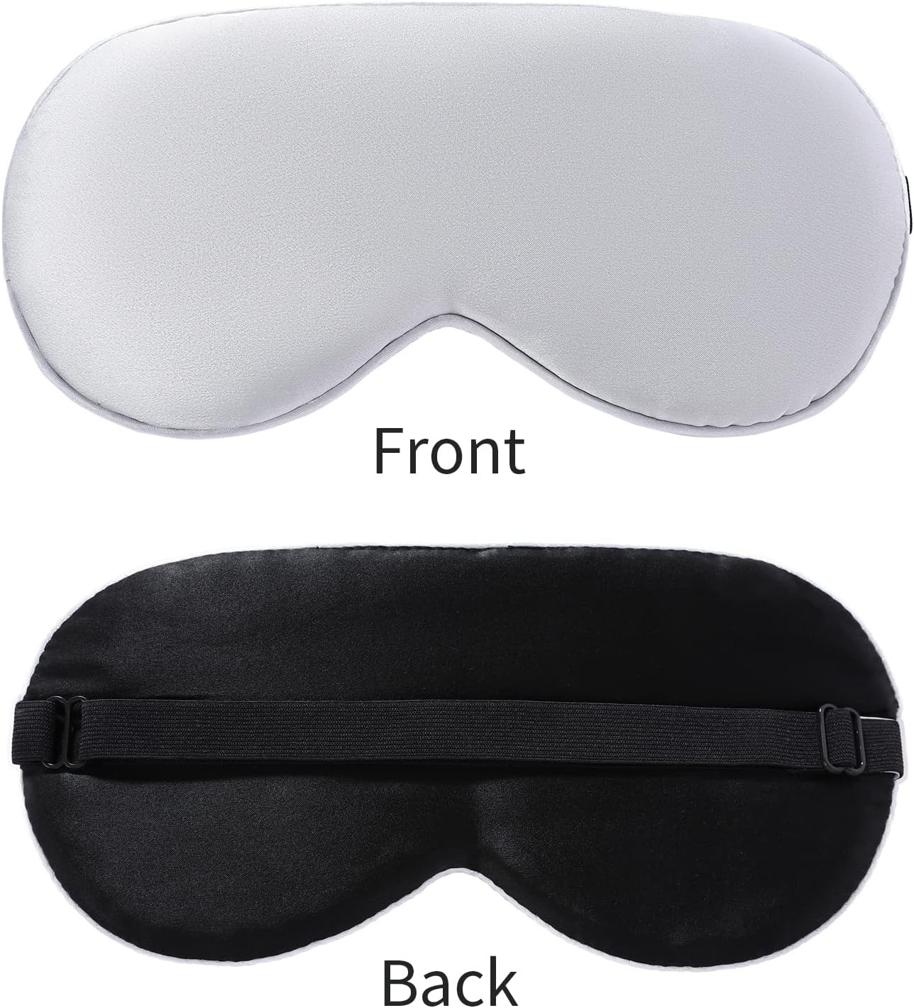 2-Pack 100% Real Natural Silk Eye Mask, Silk Sleeping Mask, Shade Puffy Eye Gift with Adjustable Straps, Sleep Eye Mask, SHJINJU Eye Mask Shade (Black and Light Grey)