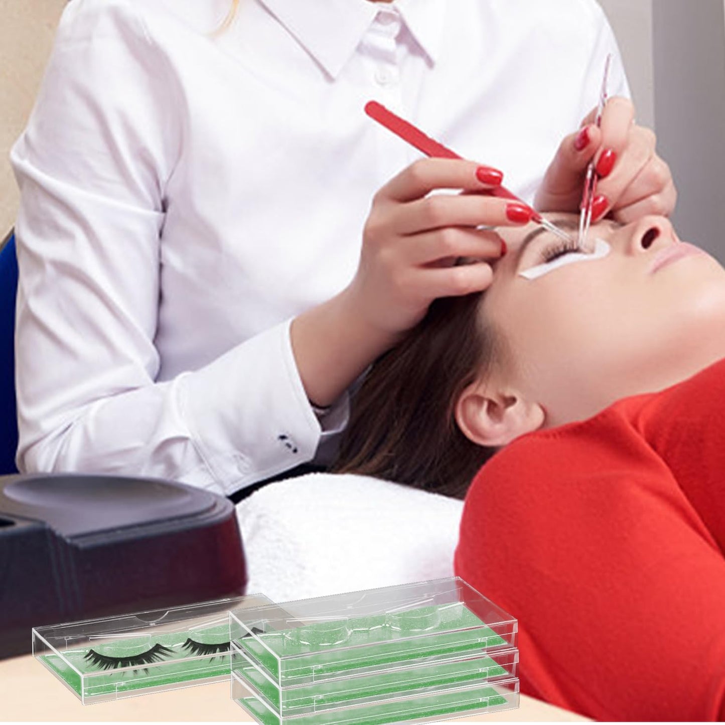 Premium Lash Display Cases - 30 Pack Customizable False Eyelash Storage Containers (Green)