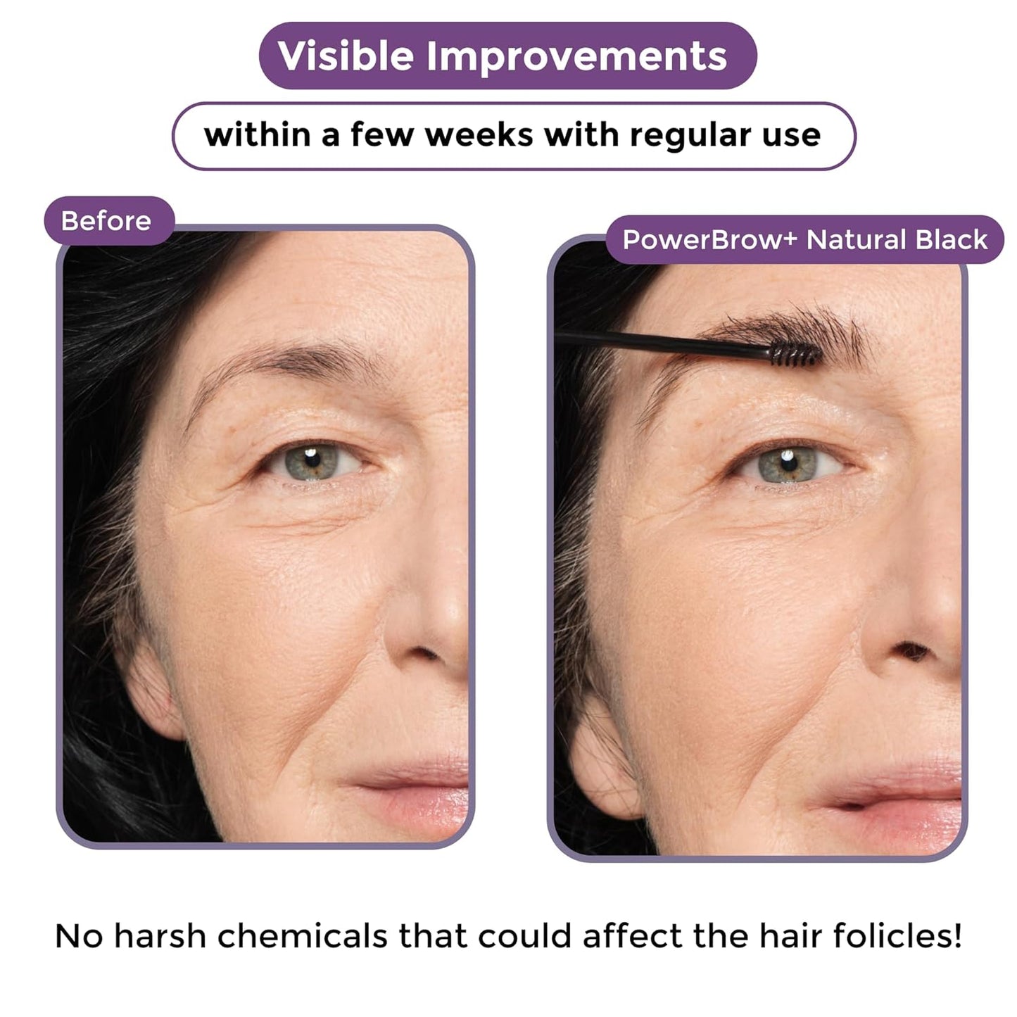 PowerBrow+ Tinted Eyebrow Gel For Older Women - Defines, Fills, Thickens Brows - 2-in-1 Formula - Natural Color, Quick Fixing, Long-Lasting - Hypoallergenic Light Brown (Latte)