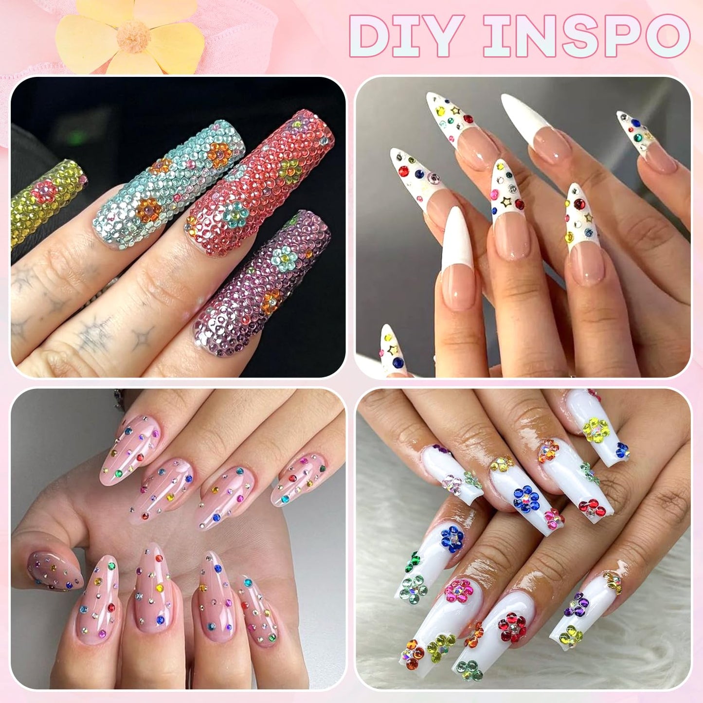 5000Pcs Small Resin Rhinestones for Nail Art with 15ML Rhinestone Glue, Colorful 2/3MM Flatback Bedazzling Gems, Nail Rhinestones and Gems Crystals Charms for Acrylic Tips Manicure Decor