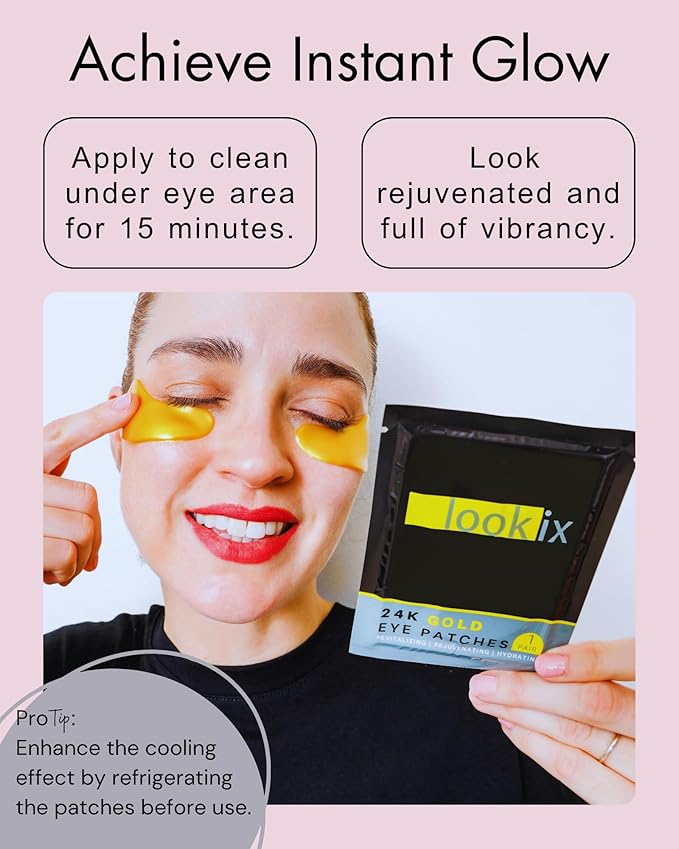 Revitalize Your Skin with 24K Gold Eye Mask - Reduce Puffy Eyes, Dark Circles, Wrinkles, and Fine Lines - 15 Pairs of Refreshing Eye Gels
